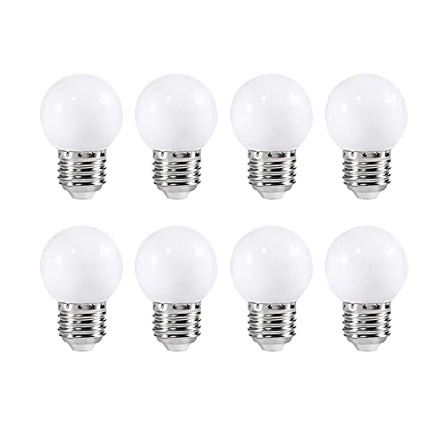 ZFQ 2W E27 G45 LED Lampe Leuchtmittel, E27 LED Glühbirne, 200 Lumens, Kaltweiss, Wasserdichte Lichterkette für Innen und Außen Bereich Urlaub Party Dekoration, AC 220-240V, 8 Stück von ZFQ