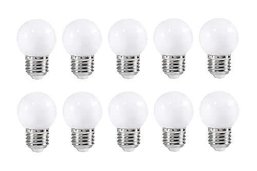 ZFQ 2W E27 G45 LED Leuchtmittel, Glühbirne E27 Warmweiß, Mini Globe für 2W Glühlampen 200 Lumen 2700 Kelvin, Wasserdichte Lichterkette für Innen und Außen Bereich, AC 220-240V, 10 Stück von ZFQ