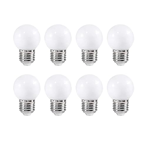 ZFQ 2W E27 G45 LED Leuchtmittel, Glühbirne E27 Warmweiß, Mini Globe für 2W Glühlampen 200 Lumen 2700 Kelvin, Wasserdichte Lichterkette für Innen und Außen Bereich, AC 220-240V, 8 Stück von ZFQ