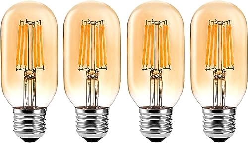 ZFQ 4er Pack E27 LED Leuchtmittel 6W 220V 2700K Amber Glow T45 Lampen Filament Retro Ersetzt 60 Watt, Nicht Dimmbar von ZFQ