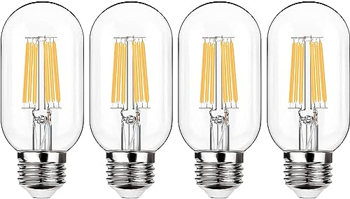 ZFQ 4er Pack E27 LED Leuchtmittel 6W 220V Warmweiß 2700K T45 Lampen Filament Retro Ersetzt 60 Watt, Nicht Dimmbar von ZFQ