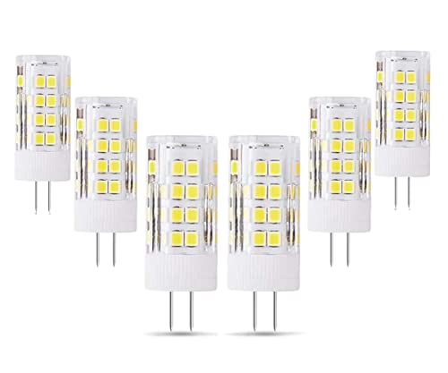 ZFQ G4 Led Lampen, G4 5W LED Leuchtmittel, G4 Led Glühbirne 500 Lumen, Kaltweiß 6000 K, 360 Grad Abstrahlwinkel, Entspricht 50 Watt Halogenlampen, AC/DC 12V, Nicht Dimmbar Kein Flimmern, 6er-Pack von ZFQ