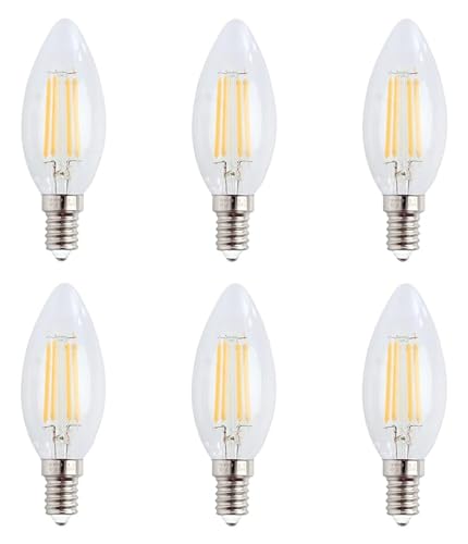 ZFQ E14 LED Glühbirne, Kerze LED Lampe 4W, C35 LED Filament Glühlampen, Warmweiß 2700K, 400LM, 4W ersetzt 40 Watt, Retro Vintage LED Kronleuchter Glühbirnen, klar Glas, Nicht Dimmbar, 6 Stück ZFQ E14 LED Glühbirne, Kerze LED Lampe 4W, C35 LED Filament Glühlampen, Warmweiß 2700K, 400LM, 4W ersetzt 40 Watt, Retro Vintage LED Kronleuchter Glühbirnen, klar Glas, Nicht Dimmbar, 6 Stück von ZFQ