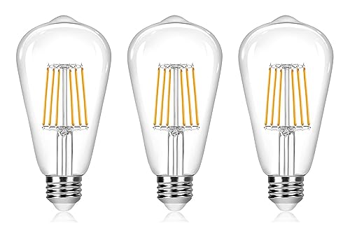 ZFQ Edison Glühbirne E27 6W, Warmweiß 2700K, ST64 Retro LED Filament Deko Lampe, Ersatz 60W antike Halogen, 600LM, Transparent Glas, Nicht Dimmbar, Nostalgie und Retro Beleuchtung, 3er Pack von ZFQ