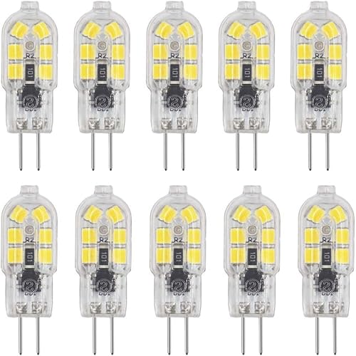 ZFQ G4 Led Lampen, G4 2W LED Leuchtmittel, G4 Led Glühbirne 200 Lumen, Kaltweiß 6000K, 360 Grad Abstrahlwinkel, Entspricht 20 Watt Halogenlampen, AC/DC 12V, Nicht Dimmbar Kein Flimmern, 10er-Pack ZFQ G4 Led Lampen, G4 2W LED Leuchtmittel, G4 Led Glühbirne 200 Lumen, Kaltweiß 6000K, 360 Grad Abstrahlwinkel, Entspricht 20 Watt Halogenlampen, AC/DC 12V, Nicht Dimmbar Kein Flimmern, 10er-Pack von ZFQ