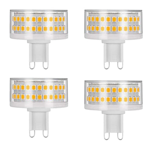 ZFQ G9 9W LED-Glühlampen, Flachrund, 88 LED-Chips,90 Watt Halogen Äquivalent, 900 Lumen, 3000K Warmweiß, 360 ° Abstrahlwinkel, AC 220-240V, Kein Flackern, Nicht dimmbar, 4er-Pack von ZFQ