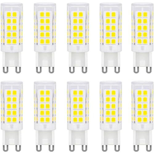 ZFQ G9 LED-Leuchtmittel 5 W, entspricht 50 W Halogen, Kaltweiß, 6000 K, 500 lm, Nicht Dimmbar, Kein Flackern, energiesparende G9-LED-Glühbirnen für Heimbeleuchtung, AC 220–240 V, 10 Stück von ZFQ