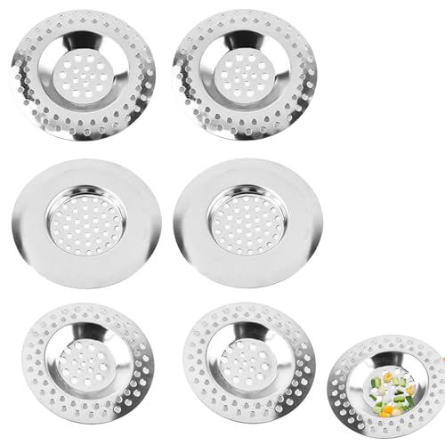 6 Stück Abflusssieb Küchenspüle, Abflusssieb Dusche Edelstahl, Haarsieb Dusche, Löcher Waschbecken Sieb Für Küche, Badezimmer, Toilette Schutz Der Drainage (3 Größen) von ZFRITP