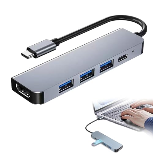 USB-C-Hub Hdmi 4 K Pd 100 W Ladung, Multi Data Ports 5 Gbps 5 in 1 Adapter USB C auf HDMI kompatibel mit iPhone 16 15 Plus Pro Max, Macbook Pro/Air, iMac, Samsung Galaxy von ZFRITP