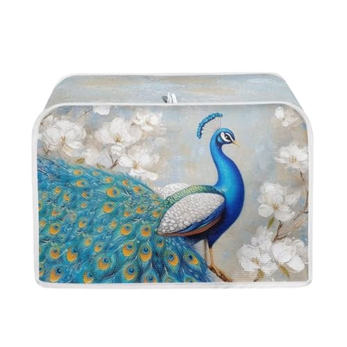 ZFRXIGN Boho-Pfau-Toaster-Abdeckungen – 2-Scheiben-Geräte-Organizer – waschbare Brotbackmaschine und Toaster-Ofenabdeckung – Blumen-Pfau, Heimdekoration von ZFRXIGN