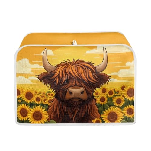 ZFRXIGN Sunflower Highland Cow Toaster Covers 2 Slice Wide Slot Dust Cover Case with Handle Bread Maker Cover Case Small Appliance Covers Toaster Bag Western Cattle Yellow von ZFRXIGN