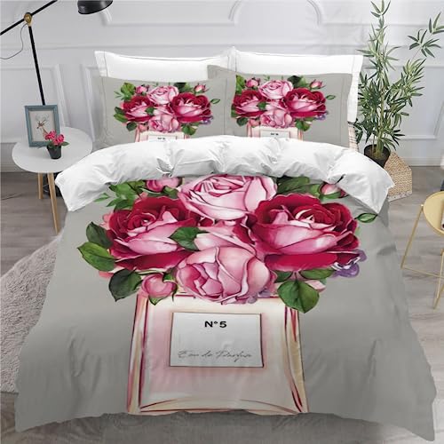 Bettwäsche 135x200 cm Farbenfrohe Blumen Bettwäsche-Set aus Hautfreundlicher Mikrofaser Weiche und Pflegeleichte mit Kissenbezug 80x80 cm von ZFSZSD