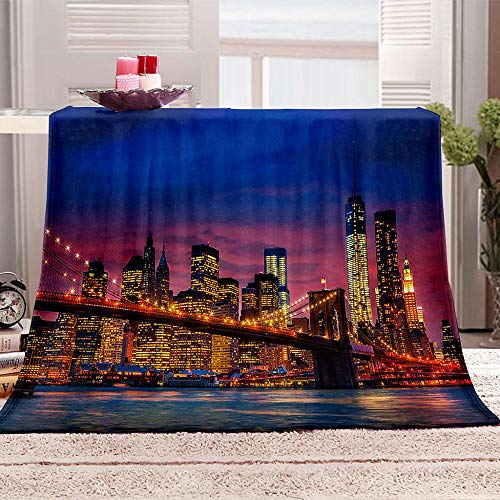 ZFSZSD Kuscheldecke Sherpa Decke New York City Flanell Gedruckte Decke Mikrofaser Sherpa Fleecedecke Weich Dicke Wohnzimmerdecke Tagesdecke Sofadecke zweiseitige Decke 150x200cm von ZFSZSD