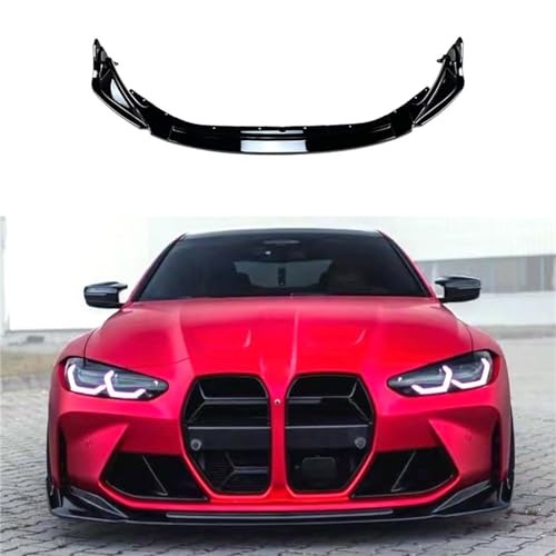 ZFTAP Auto Frontlippe Frontspoiler für BMW M3 M4 G80 G82 2021 2022 2023,Auto Frontstoßstange Splitter Lip Spoiler Spoilerlippe Diffusor,A/Black von ZFTAP