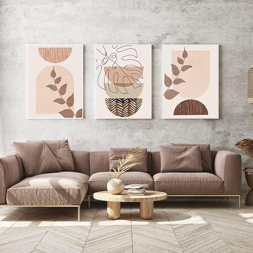 ZFTCN 3er Set Abstrakte Boho Poster - Strichzeichnung Frau, Botanische Blatt Wandkunst - Ohne Rahmen (Poster-07, 3Pcs-40x60cm) von ZFTCN