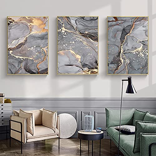 ZFTCN Modern Abstraktes Bilder Set, Wohnzimmer Schlafzimmer Marmorhintergrund Tinte Malerei Poster Wand Malerei Kunst Dekoration - Ohne Rahmen (Stil-5,70x100cm*3) von ZFTCN