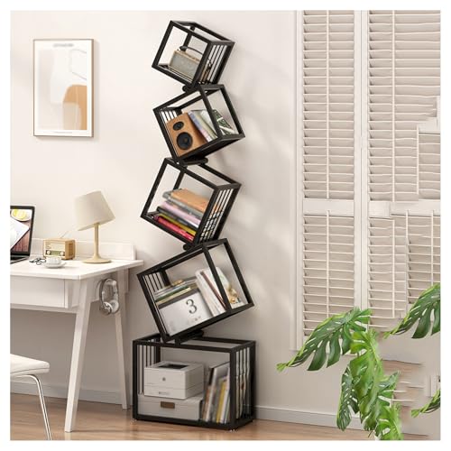 Kreatives Bücherregal Mit 3/4/5 Ebenen, Freistehendes Lagerregal Aus Metall, Geometrisches Bücherregal Mit Offenen Würfeln For Das Arbeitszimmer, Das Zuhause, Das Büro Und Das Wohnzimmer(5 tier) von ZFUCMAYL