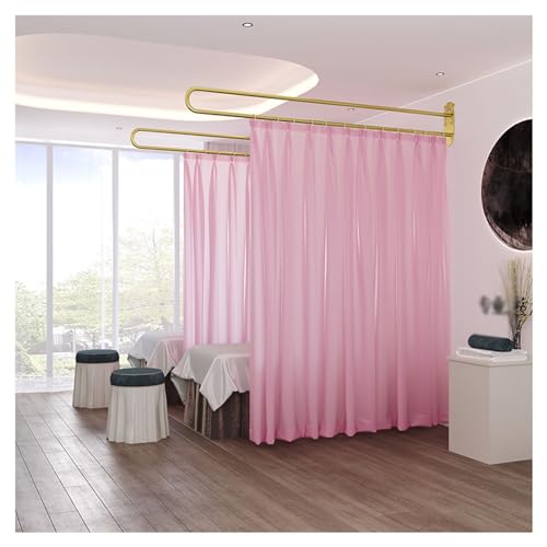 Trennvorhang for Schönheitssalon, 2 Stück Wandvorhänge, U-förmiges Stützstangenschienensystem Mit 2 M Vorhang for Massageraum, Nagelstudio, Tattoo-Studio (Color : Pink, Size : Rod-200cm) von ZFUCMAYL