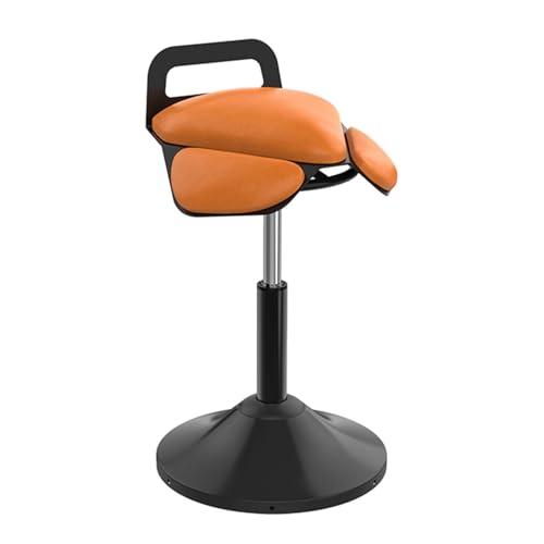 ZFUCMAYL Beweglicher Sattelstuhl, Anhebbarer Sattelhocker, Ergonomischer Stuhl Mit Rückenlehne, Drehbarer Salon-Schneidehocker for Büro-, Salon- Und Ladenküchen(Orange) von ZFUCMAYL