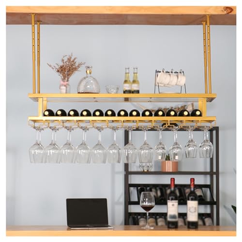 ZFUCMAYL Decken-Weinglasregal, 21,65-29,52 Zoll Hängendes Weinglasregal, Verstellbarer Weinhalterschrank, Weinglas-Wäscheständer for Das Esszimmer (Color : Gold, Size : 80cm) von ZFUCMAYL