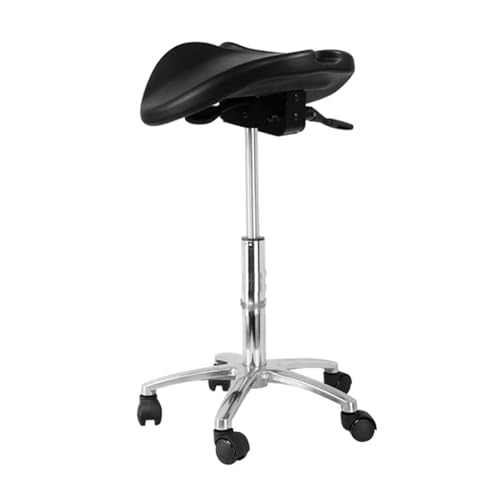ZFUCMAYL Sattelhocker, Ergonomischer Drehbarer Salon-Schneidehocker, Sattelstuhl Mit Zwei Blütenblättern Und Rädern, 360 ° Drehbar for Das Badezimmerbüro Zu Hause von ZFUCMAYL