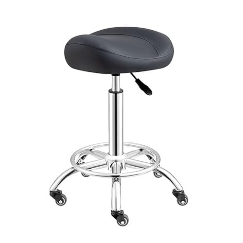 ZFUCMAYL Sattelhocker, Rollender Ergonomischer Hocker, Sattelstuhl Mit Leisen Bremsrädern, Tragfähigkeit 330 Pfund for Home Office Salon Shop(Black) von ZFUCMAYL