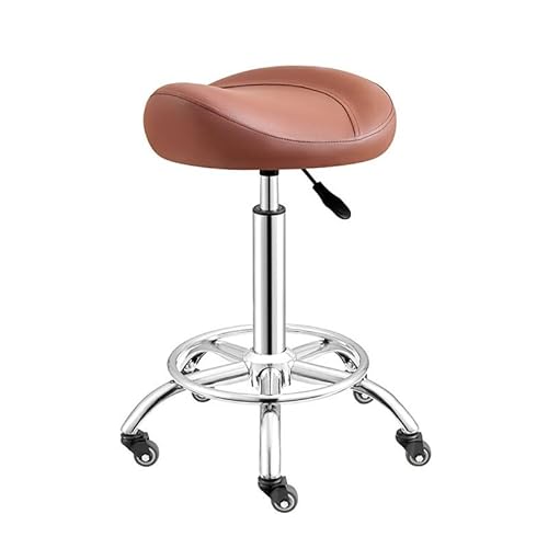 ZFUCMAYL Sattelhocker, Rollender Ergonomischer Hocker, Sattelstuhl Mit Leisen Bremsrädern, Tragfähigkeit 330 Pfund for Home Office Salon Shop(Brown) von ZFUCMAYL