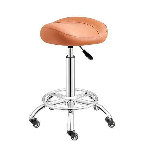 ZFUCMAYL Sattelhocker, Rollender Ergonomischer Hocker, Sattelstuhl Mit Leisen Bremsrädern, Tragfähigkeit 330 Pfund for Home Office Salon Shop(Orange) von ZFUCMAYL