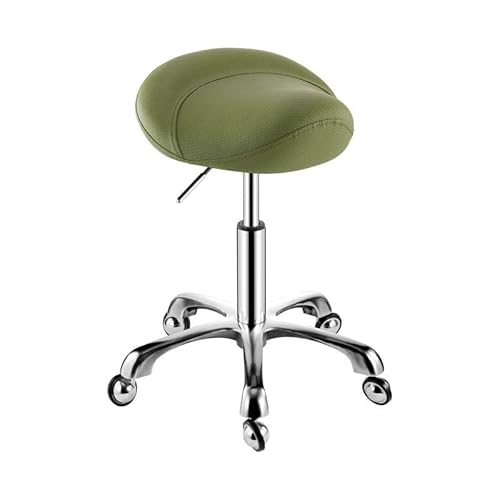 ZFUCMAYL Sattelhocker, Rollstuhl, Ergonomischer Rollhocker Mit U-förmigen Rädern, Verstellbarer Höhe Und Weichem Kissen for Das Home-Office, Den Salon Oder Das Geschäft(Green) von ZFUCMAYL