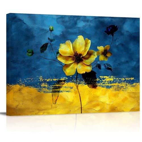 ZFUNCING Kunstdruck auf Leinwand, Motiv: Frühlingsblüte, blau, gelb, Ölgemälde, Ölgemälde, Blumenkunst, gemaltes Kunstwerk für Zuhause, Schlafzimmer, Wohnzimmer ZFUNCING Kunstdruck auf Leinwand, Motiv: Frühlingsblüte, blau, gelb, Ölgemälde, Ölgemälde, Blumenkunst, gemaltes Kunstwerk für Zuhause, Schlafzimmer, Wohnzimmer von ZFUNCING