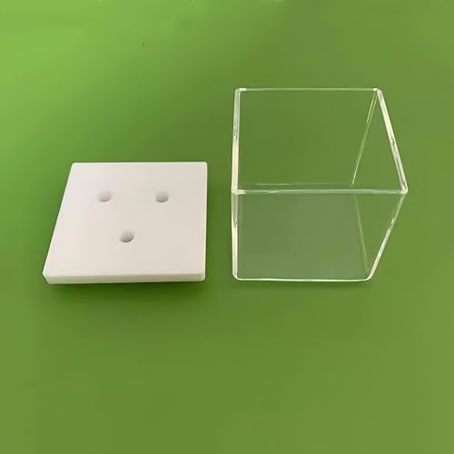 1 Stück Quarz-Elektrolysezelle for photokatalytische elektrochemische Experimente – anpassbare PTFE-Abdeckung mit 3 Elektrodenlöchern(40x40x40mm) von ZFUWWA
