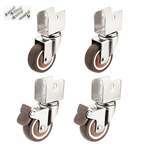 2-Zoll-Lenkrollen for Möbel, U-förmige Halterungsrollen for Babybetten, Blumenständer und mehr – 4 Sets(2 brake+2 rotation 22mm) von ZFUWWA