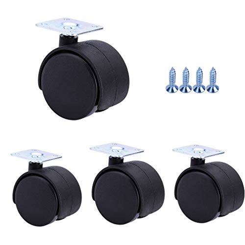 4 Stück 1,5"/2" Nylon-Lenkrollen - drehbare Doppelrad-Lenkrollen for Möbel mit Schrauben und Schraubendreher im Lieferumfang enthalten(1.5in No Brake No Brake) von ZFUWWA