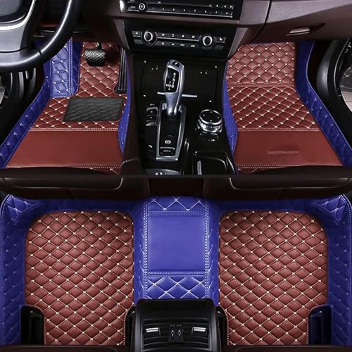 ZFZFC Auto FußMatten Leder Anpassen für Lexus UX Electric 2020 2021 2022 2023 2024 2025 (LHD), Allwetter Vorne Hinten ​wasserdichte Anti-Kratz Automatten Teppiche Set,F-Blue+Brown von ZFZFC