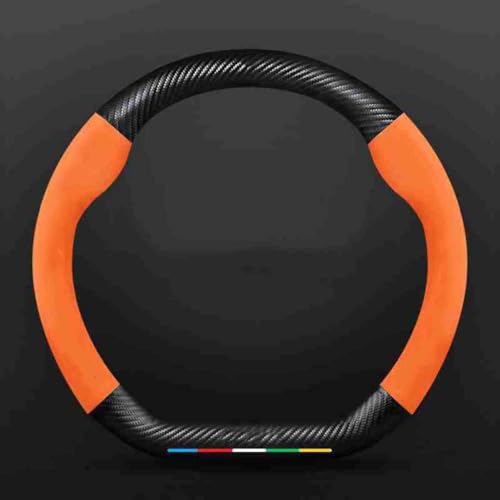 ZFZFC Auto Lenkradbezug für Audi A4L A6L Q5L Q2L A3 Q5 A5, Anti Rutsch Atmungsaktiv Mikrofaser Leder Auto Lenkradschoner,DType-Eorange von ZFZFC
