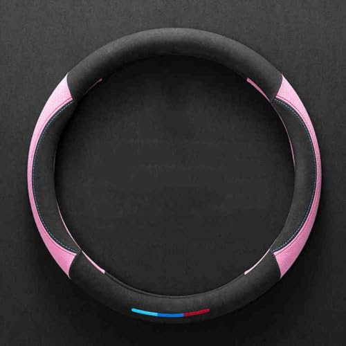 ZFZFC Auto Lenkradbezug für Audi Q3 A3l A5 A6l A4l Q2 Q5l Q7, Anti Rutsch Atmungsaktiv Mikrofaser Leder Auto Lenkradschoner,OType-Dpink von ZFZFC