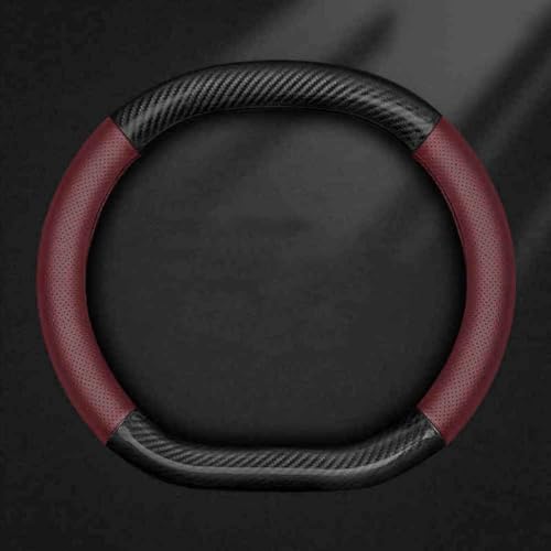 ZFZFC Auto Lenkradbezug für Audi Q5L A4L A1 A3 A5 A7 Q3 Q7 Q8 Q2L A6L, Anti Rutsch Atmungsaktiv Mikrofaser Leder Auto Lenkradschoner,normal-D Wine Red von ZFZFC