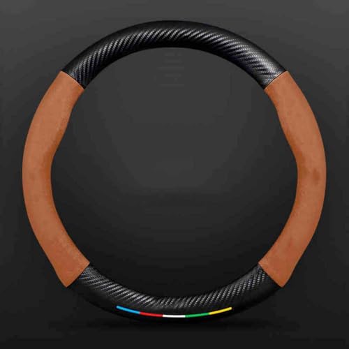 ZFZFC Auto Lenkradbezug für Kia KX7 Sportage KX Cross Shuma Sorento, Anti Rutsch Atmungsaktiv Mikrofaser Leder Auto Lenkradschoner,normal-C Brown von ZFZFC