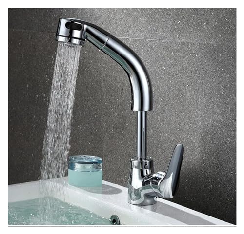 Ausziehen des Waschbeckens Wasserhahn Heißer und kaltes Wassermixer auf und ab Chrom Fertiger 360 -Grad -Wassermischhahn, Wasserhähne für Waschbecken Ausziehen des Waschbeckens Wasserhahn Heißer und kaltes Wassermixer auf und ab Chrom Fertiger 360 -Grad -Wassermischhahn, Wasserhähne für Waschbecken von ZGBQHQN