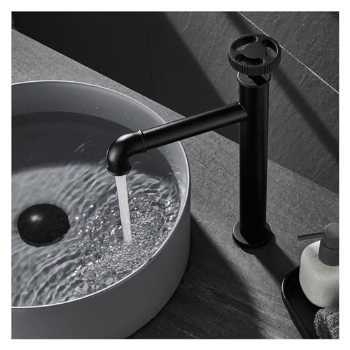 Badezimmer Wasserhahn Festes Messing Industrial Style Basin Waschbecken Wasserhähne kalt und heißer Wassermischer Tap Mattes schwarzes Deck montiert, Chrom Badezimmer Wasserhahn Badezimmer Wasserhahn Festes Messing Industrial Style Basin Waschbecken Wasserhähne kalt und heißer Wassermischer Tap Mattes schwarzes Deck montiert, Chrom Badezimmer Wasserhahn von ZGBQHQN