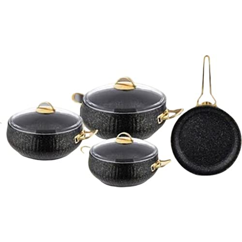 Kochgeschirrtöpfe und Pfannen 7 -teiliges Kochgeschirrset mit Granitlid -Coating -Zubehör Küche Nicht -Stick -Pfannen (Farbe: Svart, Größe: Siehe Beschreibung) (siehe Beschreibung) (Wit Descri siehe von ZGBQHQN