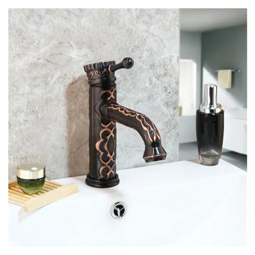 Schwarzer Badezimmer Wasserhahn Becken Stream Ausguss Badezimmer Deck Mount Waschbecken Waschtischmixer Wasserhahn, Chrom Badezimmer Wasserhahn von ZGBQHQN