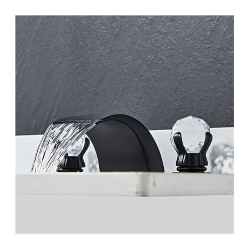 Schwarzer Becken Wasserhahn Messing Gold weit verbreitete Badezimmer Wasserhahn Kristall Waschbecken Wasserhähne 3 Loch Heißer und kaltes Wasserfall Wasserhahn, Chrom -Badezimmer Wasserhahn Schwarzer Becken Wasserhahn Messing Gold weit verbreitete Badezimmer Wasserhahn Kristall Waschbecken Wasserhähne 3 Loch Heißer und kaltes Wasserfall Wasserhahn, Chrom -Badezimmer Wasserhahn von ZGBQHQN