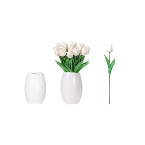 ZGBQHQN Gefälschte Pflanzen Arrangement Tulpe künstliche Blume mit Vase echte Berührung künstlicher Blumenstrauß falsches Blumen -Set für Hochzeitsdekoration Haus Garen Dekor Party Dekor (a) von ZGBQHQN
