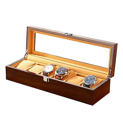 ZGBQHQN Holzwächerbox Aufbewahrungsbox Glas Rack Schmuck Aufbewahrungsschachtel Uhr Aufbewahrungsbox -Organizer für Aufbewahrungs- und Displayschmuckschachtel (Farbe: 18 Squa (6 Quadrate) von ZGBQHQN