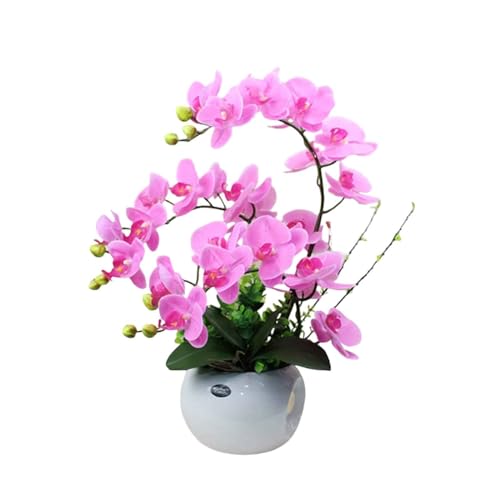 ZGBQHQN Kunstblumen künstlicher Blumen -Set, gefälschte Blumenstopf schöne Blumen, Faux Orchidee mit Vase Phalaenopsis Pflanzer Wohnzimmer für jeden Anlass, a (b) von ZGBQHQN