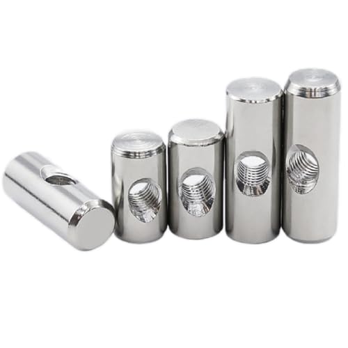 ZGCNDS Zylinderschrauben aus Edelstahl 304, Zylinderstift, Dübel, Kreuzloch, Hammer, eingebettete Mutter für Holzmöbelzubehör (10 Stück) Silver M8 12×40 von ZGCNDS