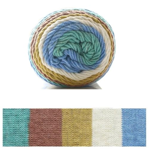 100 g Regenbogen-Baumwollgarn, Segmentfärbung, 5 Stränge Milchbaumwollgarn, DIY, handgestricktes Sofakissen-Kissengarn, 193 Meter für Anfänger(Color18) von ZGCrumphant