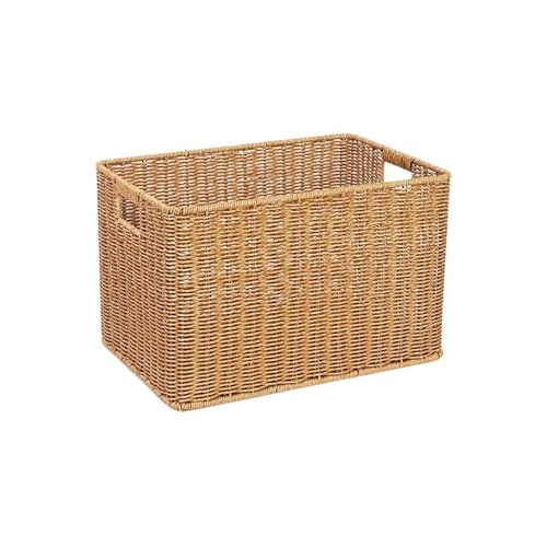 Rechteckige handgewebte Aufbewahrungskörbe, große Aufbewahrungsbox mit Deckel, Wäschekörbe, Korb, Schrank-Organizer für Garten(Size 1) von ZGCrumphant