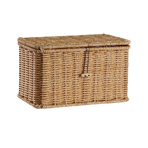 Rechteckige handgewebte Aufbewahrungskörbe, große Aufbewahrungsbox mit Deckel, Wäschekörbe, Korb, Schrank-Organizer für Garten(Size 4) von ZGCrumphant
